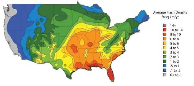 INHS Lightning Density Map